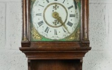 Dutch Oak Wall Clock, 19th Century, Having a painted dial, Approximately 100cm highCondition