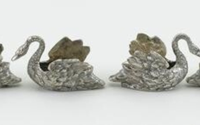 EIGHT CONTINENTAL .800 SILVER SWAN-FORM SALTS 20th