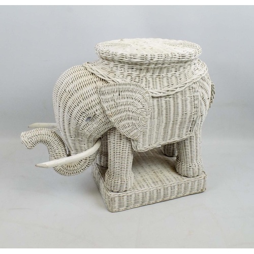 ELEPHANT LAMP TABLE, mid 20th century cane woven with seat t...