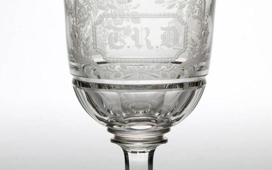 ENGLISH EARLY CUT AND ENGRAVED GOBLET / RUMMER