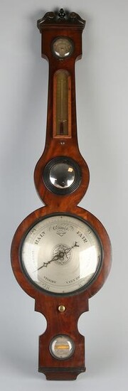 Early 19th century English mahogany barometer. Signed