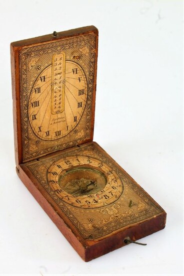 Early 19th century German pocket diptych compass in the manner of David Beringer, with paper mounted