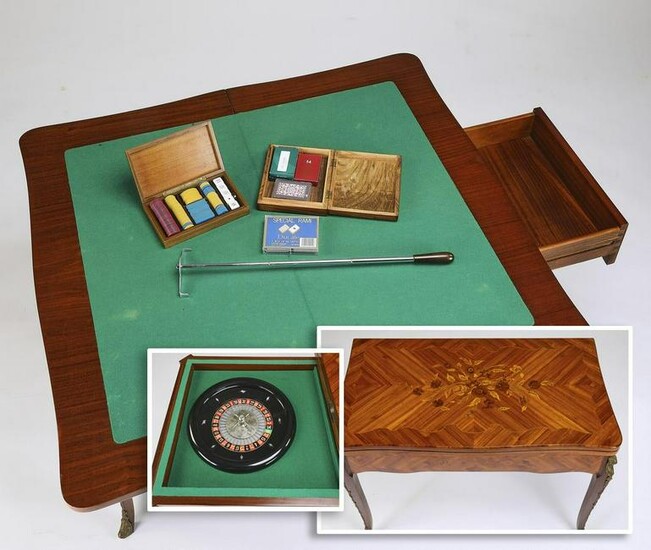 Early 20th c. French marquetry inlaid game table