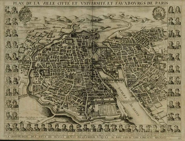 Early Map & Plan of Paris France