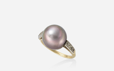 Edwardian Cultured pearl and diamond ring