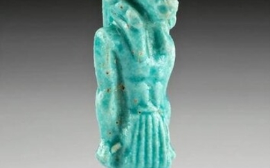 Egyptian Glazed Faience Figural Amulet of Khnum