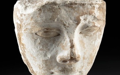 Egyptian Limestone Sculptor's Model Youthful Male Face