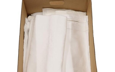 Eight Assorted White Linen Damask Table Cloths, mainly in fern...