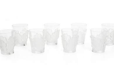 Eight Lalique "Chene" double-old fashioned glasses