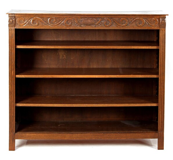(-), Oak bookcase with carved frieze, 115 cm...