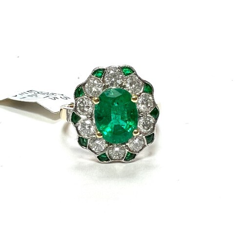 Emerald Ring set with 2.13ct. emerald and 1 ct. diamonds. Th...