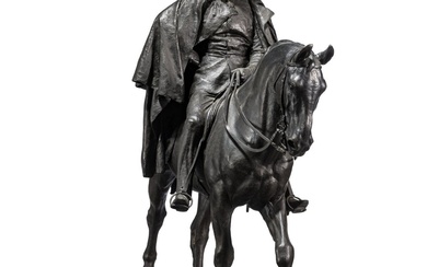 Empereur Guillaume Ier - une figure monumentale d'un cavalier, datée de 1901 Bronze lourd à...