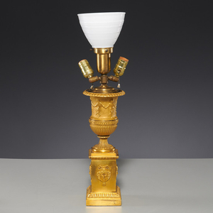 Empire gilt bronze urn-form table lamp