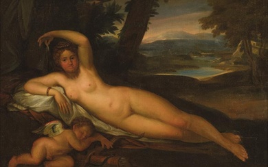 Escuela Francesa S. XVIII. Venus con Amor dormido