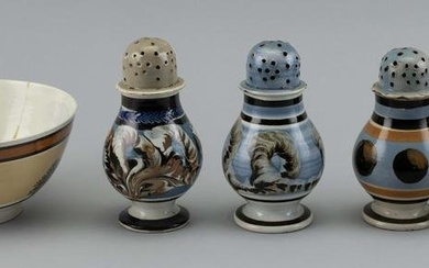 FIVE PIECES OF MOCHAWARE First Half of the 19th Century