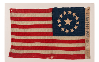 [FLAGS]. 13-Star Lafayette GAR parade flag. 1860.