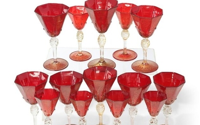 FOURTEEN VENETIAN DRINKING GLASSES, in three sizes