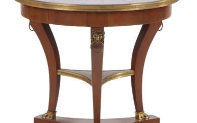 FRENCH EMPIRE STYLE MAHOGANY BRONZE MOUNTED OCCASIONAL TABLE WITH A...