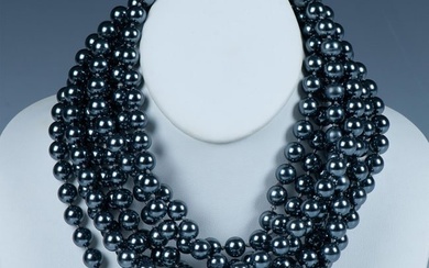 Faux Black Pearl Opera Necklace