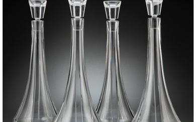 Four Baccarat Glass Neptune Decanters (20th century)