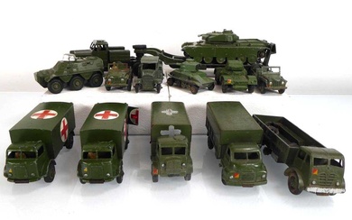 Fourteen loose Dinky military models including tanks, ambulances etc. (14)Condition...