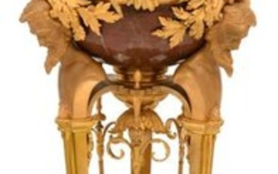 French Gilt Bronze & Rouge Marble Jardiniere