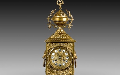 French Style Brass Mantle Clock, 19th Century