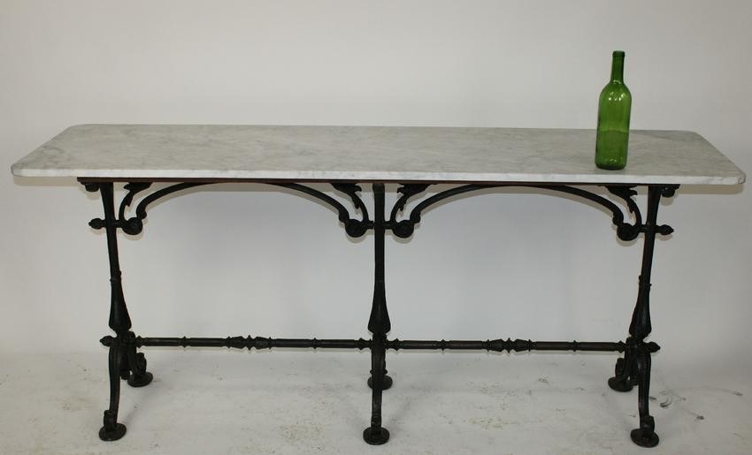 French marble top pastry table on iron base