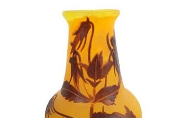 GALLE YELLOW CAMEO GLASS VASE