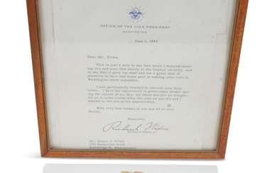 GEORGE H.W. BUSH TYPED LETTER SIGNED AS PRESIDENT-ELECT, 1988, AND A RICHARD NIXON TYPED LETTER SIGNED AS VICE PRESIDENT, 1959