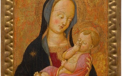 GIOVANNI DI SER GIOVANNI appelé LO SCHEGGIA(San Giovanni Valdarno 1406-1486 Florence)Madone avec enfant. 1430-35.Tempera sur...
