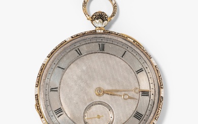 GOLD-EMAIL TASCHENUHR, UM 1840