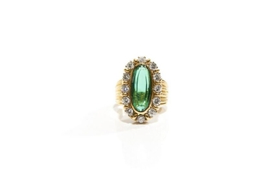 GOLD & TOURMALINE COCKTAIL RING WITH DIAMONDS, 17g