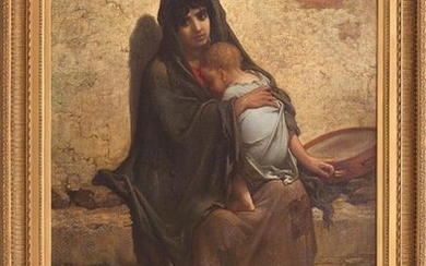 GUSTAVE DORÉ (Strasbourg, 1832 - Paris, 1883) "A young gypsy mother" Oil on canvas. Measurements: 196 x 126 cm. Signed "Gve Doré" in the lower left corner. Bibliography: Sotheby's London, 19th Century European Paintings, 16 November 2004