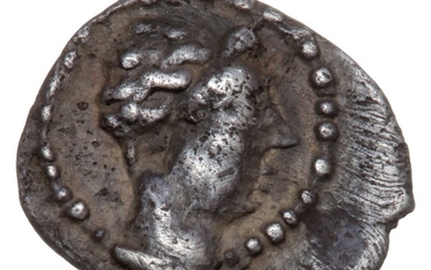 Gaul, Massalia, 2nd - 1st cent BC, Obol - rare barbaric imitation with a big-nosed Apollo