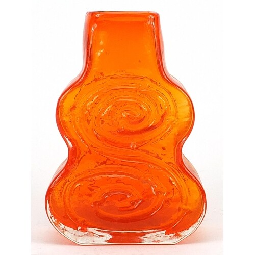 Geoffrey Baxter for Whitefriars, cello glass vase in tangeri...