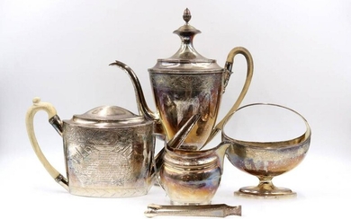 George III Sterling Teapot and Coffeepot, 18th C.
