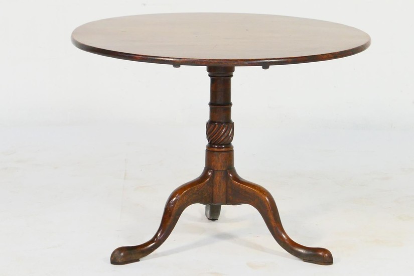 George III mahogany tilt top tripod table, late 18th Century...