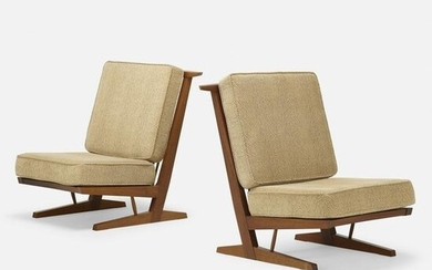 George Nakashima, Conoid Cushion lounge chairs, pair