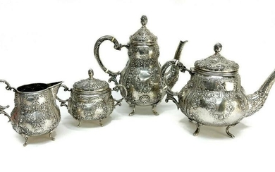 German 800 Silver Repousse Tea Set