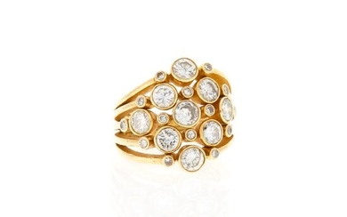 Gold and Diamond Multi Row Band Ring