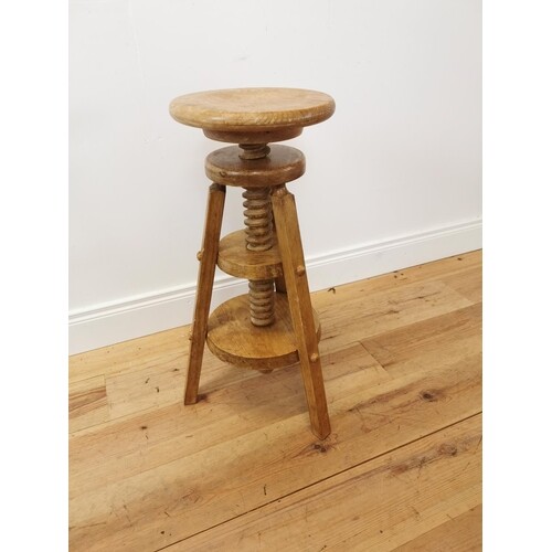 Good quality pine artist revolving stool {73 cm H x 40 cm Di...