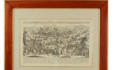 Gravure Siège d`Ochakov 1788. representant une scène de bataille de la prise de la ville...