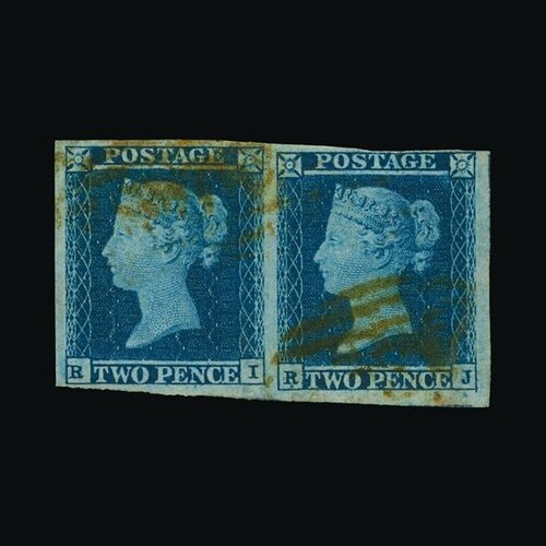 Great Britain - QV (line engraved) : (SG 14 var) 1841 2d blu...
