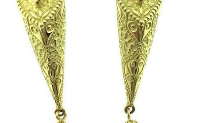 Green Tourmaline and Baroque Pearl Drop Earrings in 18k