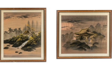 Group of Japanese Old Water Color Painting on Silk
