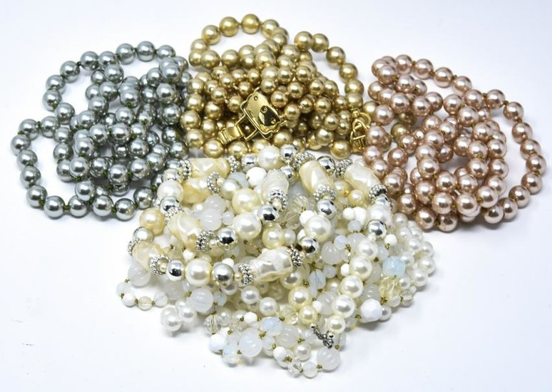 Group of Vintage Faux Pearl Necklace Strands