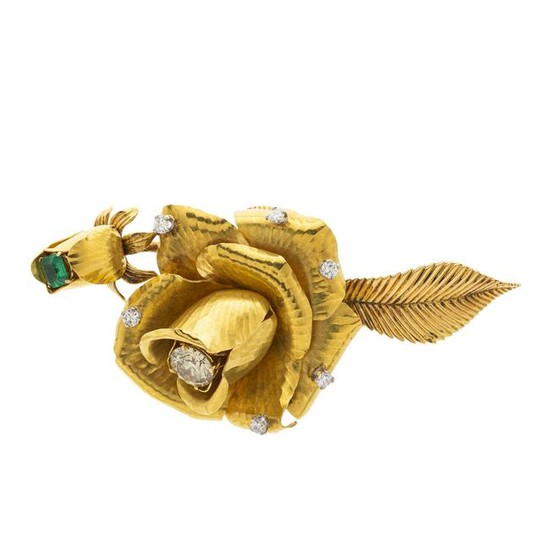 Gübelin an Emerald and Diamond Brooch