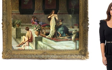 Guglielmo Zocchi Large Orientalist Oil/Canvas, 19th C.