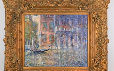 Guy Dessapt Impressionist Venetian Canal Painting